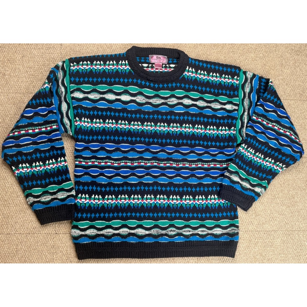 Concrete Mix Men's Vintage Multicolored‎ Long Sleeve Sweater Size Large